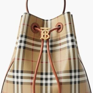 Burberry small TB check coated canvas bucket bag